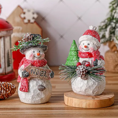 FairySandy 2 Piezas Figuras de Muñeco de Nieve Decoraciones de Navidad Decoración de Invierno para Interiores Decoración del Hogar Figuras de Muñeco