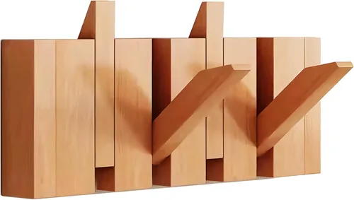 Miniatura 66 de Percheros montados en la pared, ganchos para llaves de piano, colgador de madera maciza natural, tela no tejida, perchas para armario, cocina