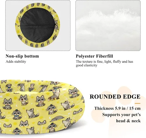 Miniatura 5 de Pet Dog Bed Donut Cuddler Fluffy Cat Pillow Bed for Medium Size Pets Sleeping XS Cute Wolves