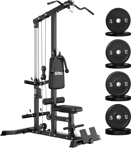 Miniatura 15 de LS01 Máquina de tracción LAT, máquina de cable para remo LAT con abdominales, torre LAT con accesorios de remo con cable, estaciones de polea 3 en 1