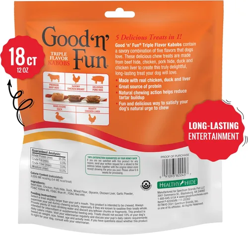 Miniatura 3 de Good'N'Fun - Brochetas de cuero crudo con triple sabor para perros