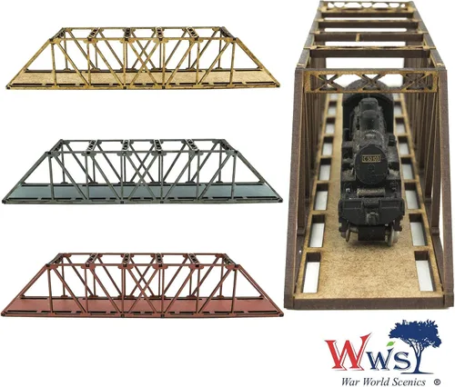 Miniatura 9 de War World Scenics - Puente de viga de MDF de calibre N de una sola vía (7.874 in) (elige color) - Escala de modelado ferroviario Modelo ferroviario
