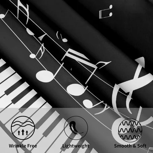 Miniatura 3 de Mantel redondo de música de 60 pulgadas – Mantel de piano clásico negro y blanco para mesa de instrumentos musicales para cocina, patio, picnic al