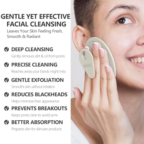 Miniatura 2 de BEAUTAIL - Cepillo de limpieza facial manual de silicona para hombres y mujeres, 6 unidades, exfoliante facial suave, cepillo facial exfoliante