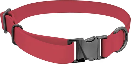 Miniatura 8 de MiMu Collar pequeño de silicona para perro, collar de perro elegante rosa de 17 pulgadas con hebilla de cierre y bucle de correa con anillo en D