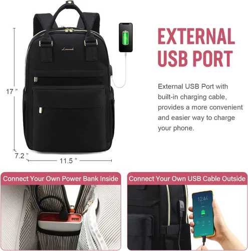 Miniatura 5 de LOVEVOOK - Mochila de computadora portátil para mujeres y niñas, mochila de 15.6 pulgadas impermeable para estudiantes, linda bolsa para libros