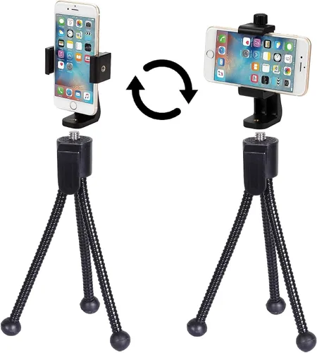 Miniatura 5 de Alphx - Juego de adaptador universal para trípode para teléfono celular, compatible con iPhone, Samsung y todos los teléfonos, gira vertical
