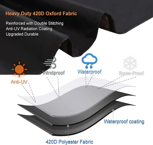 Miniatura 5 de Funda de mesa para exteriores, fundas de mesa de patio para muebles de exterior con cordón resistente al viento, impermeable, fundas rectangulares