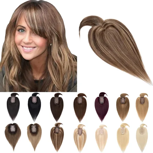 Miniatura 23 de SEGO Extensiones de Cabello para Mujeres Cabello Humano Real Con Flequillo, Base de Seda de 7 * 13CM (2.8 x 5.1 pulgadas) Cabello Humano Remy 100%