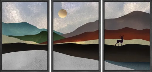 Miniatura 135 de NWT Lienzo enmarcado para pared, juego de arte en acuarela pastel, bosque de montaña oscura, naturaleza silvestre, ilustraciones de arte moderno