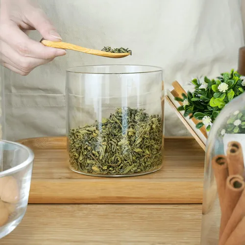 Miniatura 7 de Tarro de vidrio de 18 Oz/550 ML con tapa, recipientes de almacenamiento de vidrio versión engrosada transparente con tapa de bambú sellada