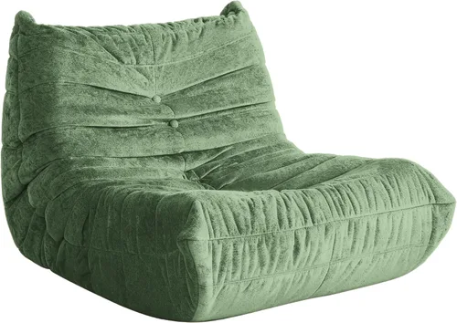 Miniatura 29 de Puf para adultos, silla puf grande, sillón con relleno de espuma viscoelástica para el hogar, apartamento o sala de juegos, gris afelpado Felpa gris