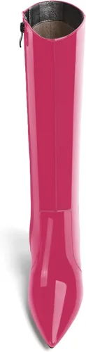 Miniatura 136 de AMBELIGHT Botas altas hasta la rodilla con cremallera y puntera puntiaguda para mujer, de patente sólida, tacón alto, 3.3 pulgadas