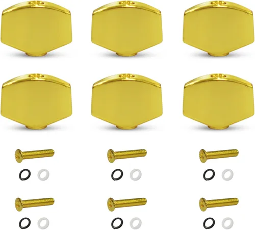 Miniatura 7 de MAXCHEER 6 piezas de metal grande forma cuadrada guitarra afinación clavija afinadores cabeza máquina reemplazos botones perilla mango punta (negro)