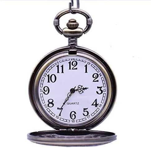 Miniatura 2 de Udaney Eagle - Reloj de bolsillo de regalo con cadena de cuarzo vintage Half Hunter American 2022 Fashion, bronce, Eagle