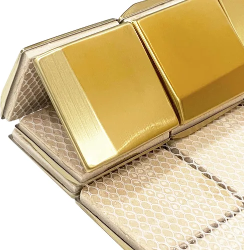 Miniatura 4 de Parrotile Paneles de pared 3D, azulejos de mosaico de metal dorado de 2 x 2 pulgadas, decoración de pared dorada [5 hojas]