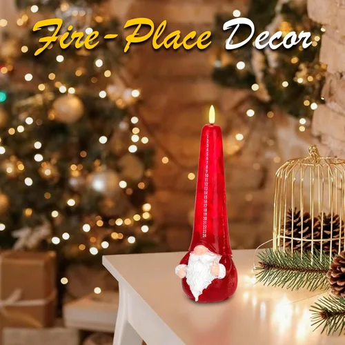 Miniatura 3 de Velas de Navidad sin llama con cuenta regresiva y control remoto, vela de Santa de llama parpadeante 3D operada por batería LED de calendario