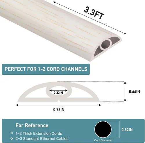 Miniatura 2 de Cubierta de Cable para Piso Autoadhesiva Ocultador de Cables Cubiertas de Cable de Extensión para Piso Protector de Cable de Alimentación para Piso