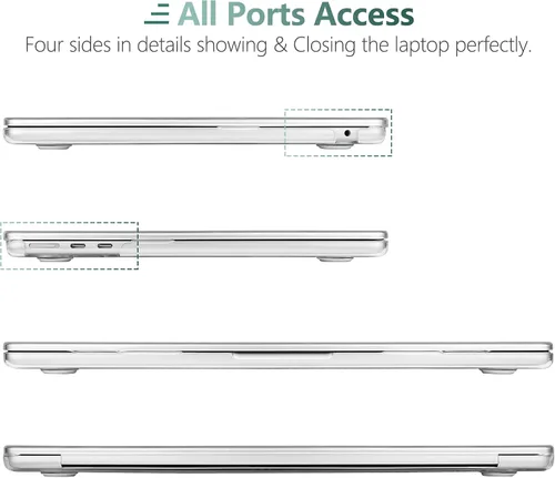 Miniatura 7 de TWOLSKOO Compatible con funda para MacBook Air M4 de 15 pulgadas versión 2025-2023 M4 A3241 M3 A3114 M2 A2941, carcasa rígida de plástico y Cristal