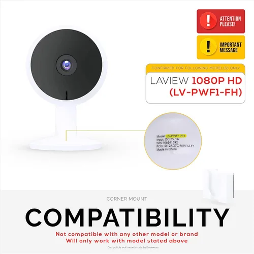 Miniatura 2 de LaView LV-PWF1 1080P HD - Soporte de pared para cámara interior LaView LV-PWF1, soporte adhesivo para cámara de seguridad, reduce puntos ciegos