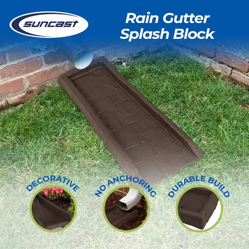 Miniatura 2 de Suncast Bloque de drenaje decorativo para el hogar, protector de repuesto resistente para evitar la erosión del suelo y los lavados de lluvia, Java