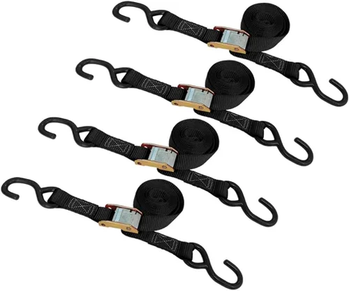 Miniatura 12 de Mega Cargo Control - Hebilla de leva resistente de 1" x 6' con ganchos S recubiertos de negro - WLL 400 lbs. Paquete de 4