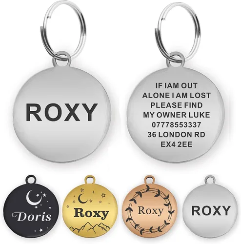Miniatura 9 de Etiquetas de perro grabadas para mascotas, etiquetas de nombre de perro personalizadas, etiquetas de identificación de perro pequeños, etiquetas