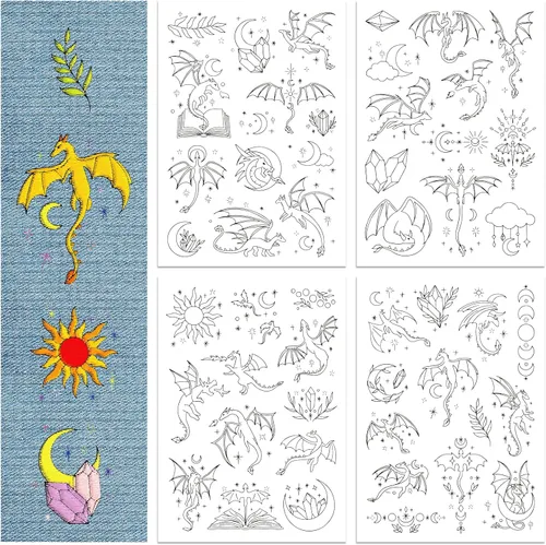 Miniatura 13 de GLOBLELAND Estabilizador soluble en agua de dibujos animados, 4 hojas de dibujos animados, estabilizador de costura a mano, patrones de bordado