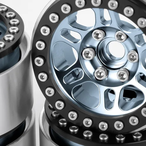 Miniatura 3 de AXSPEED Cubos de rueda de metal Beadlock de 1.9 pulgadas para TRX4 Axial Scx10 1/10 RC Car, paquete de 4 (titanio y negro)