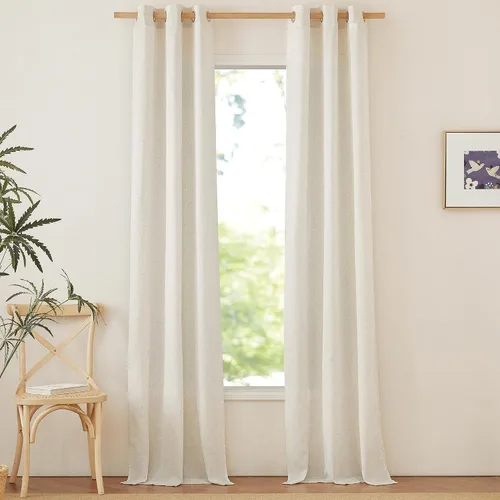 Miniatura 199 de NICETOWN Cortinas de lino natural con textura de lino para dormitorio, mezcla de lino rústica con ojales en la parte superior, semitransparentes