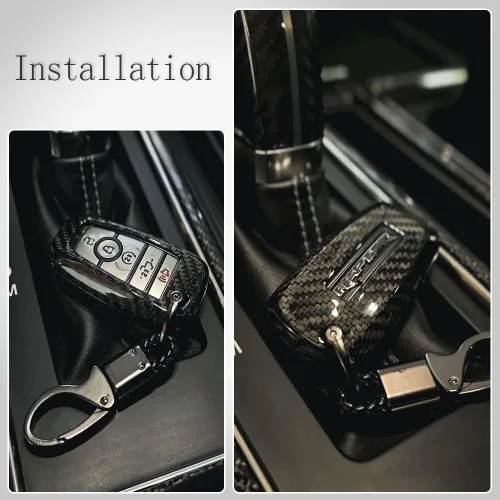 Miniatura 4 de Cubierta de llavero de fibra de carbono para Ford F-150 F150 Bronco Raptor R Off-Road 2018 2019 2020 2021 2022 2023 2024, Solo para Raptor, Estuche