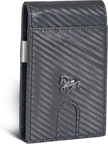 ESTALON Cartera de cuero fina para hombres Diseño minimalista Soporte para tarjetas múltiples Bloqueado RFID, Sombra, Bifold