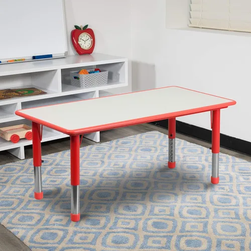 Miniatura 8 de EMMA + OLIVER Mesa de actividades ajustable para niños para uso doméstico, mesa de aula de altura ajustable para niños, 23.625 pulgadas de ancho x