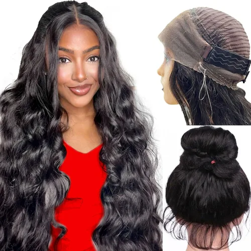 Miniatura 9 de Aicrelery Peluca de cabello humano con encaje frontal de 30 pulgadas, Highlight 13x6, Ombre P4/27, color marrón dorado, frontal con cabello de bebé