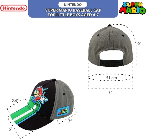 Miniatura 7 de Nintendo Boys Baseball Cap Super Mario Adjustable Kids Hat for Ages 4-7