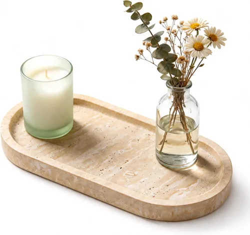 Miniatura 11 de Bandeja de tocador de mármol natural, bandejas de piedra ovaladas de lujo para joyas, perfume, velas, plato decorativo Calacatta Viola para baño