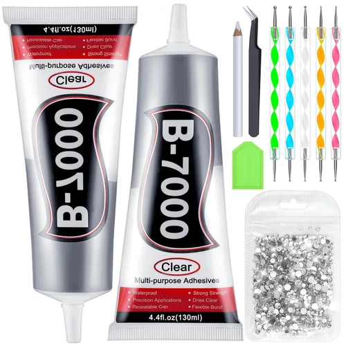 Miniatura 7 de B7000 - Pegamento para diamantes de imitación de joyería, Cludoo 5 piezas B-7000 pegamento súper transparente claro adhesivo industrial para 5x15