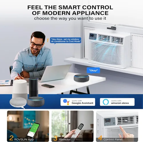Miniatura 4 de ROVSUN - Aire acondicionado para ventana de 12000 BTU con función de calor, unidad de aire acondicionado y calentador combo con control inteligente