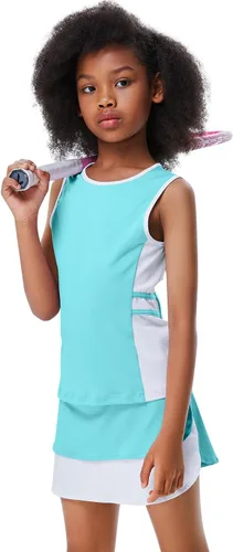 Traje de golf y tenis para niños y niñas, vestido sin mangas, camiseta sin mangas, pantalones deportivos, con bolsillos cortos, 3-12 años