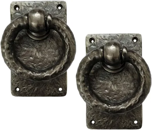 Miniatura 6 de Adonai Hardware "Adonikam" - Anillo de hierro fundido antiguo resistente para puerta de entrada frontal medieval (1 paquete, negro mate) para Mate