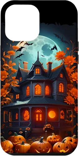 Miniatura 24 de Funda para iPhone 11 Pro Max Halloween espeluznante casa embrujada murciélagos y calabazas talladas