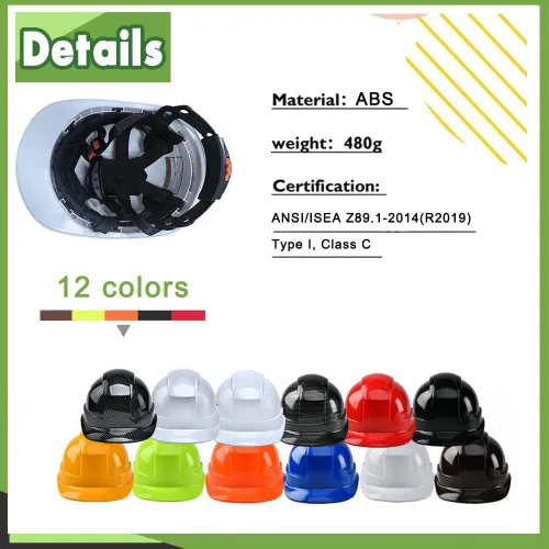 Miniatura 6 de Casco de trabajo de construcción personalizado Casco de seguridad con suspensión de trinquete de 6 puntos con ventilación