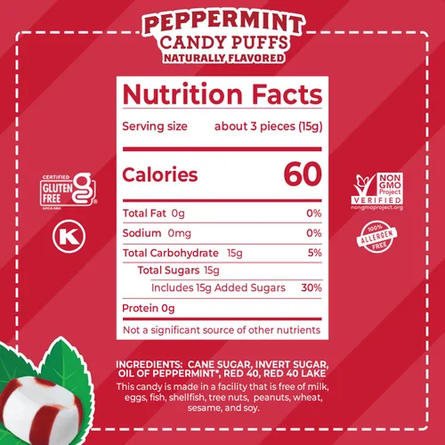 Miniatura 2 de Red Bird caramelos de menta blandos en puffs, caramelos de Navidad envueltos individualmente, perfectos para regalos de calcetín, tubo de 52 oz