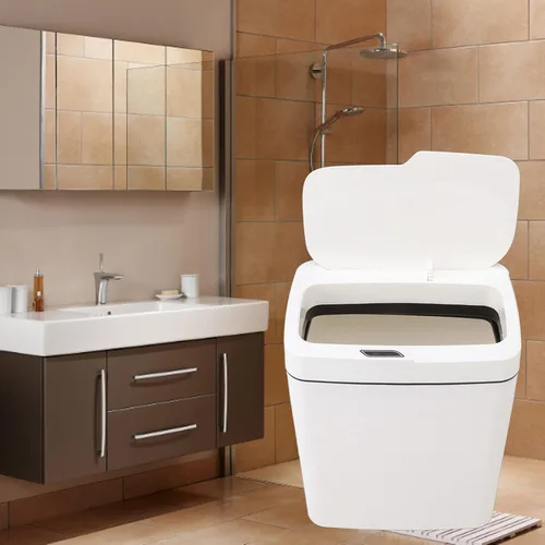 Miniatura 9 de Asixxsix Bote de basura de baño sin contacto, 18 L, 4.75 galones, con sensor de movimiento automático, funciona con pilas, delgado e inteligente