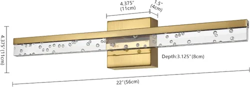 Miniatura 4 de JONATHAN Y Lámpara LED integrada moderna de latón de 22 pulgadas, aplique de pared giratorio para espejo de baño, accesorio cableado regulable