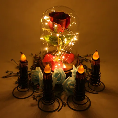 Miniatura 2 de CVHOMEDECO. Velas de cera real sumergidas a mano con temporizador LED con pilas, velas cónicas sin llama primitivas del país, 4-3/4 pulgadas, negro