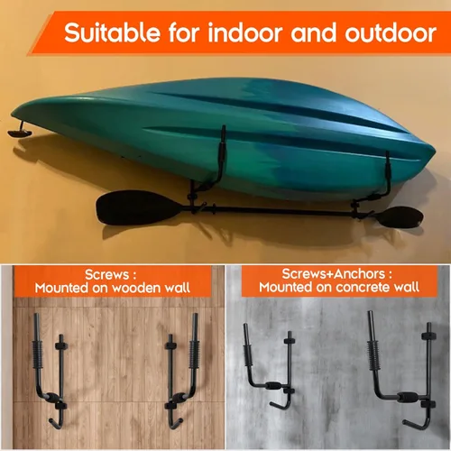 Miniatura 2 de TC-HOMENY Soporte plegable de almacenamiento para kayak montado en la pared, escalera, soporte para kayak, interior y exterior