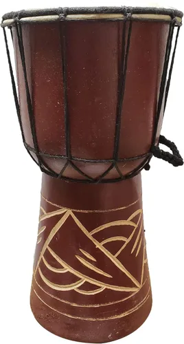 Miniatura 2 de Djembe Drum Carved Bongo música de inspiración africana también una idea única para regalar. Carver Abstract Elephant Giraffe Turtle.