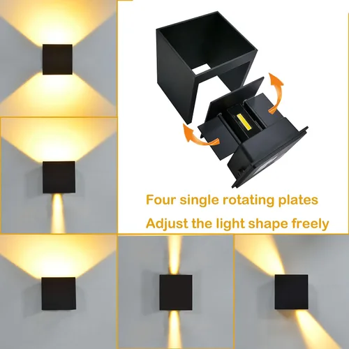 Miniatura 2 de Luces de porche para pared al aire libre, luces exteriores arriba y abajo, lámpara de pared LED de cubo de 6 W, pequeños accesorios de montaje