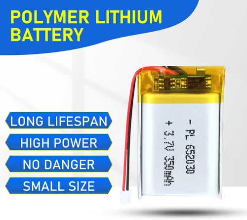 Miniatura 4 de 652030 Batería Lipo de 3.7V 350mAh 652030 Cargable Paquete de Batería de Polímero de Litio con Conector JST PH2.0mm para Dispositivo Electrónico
